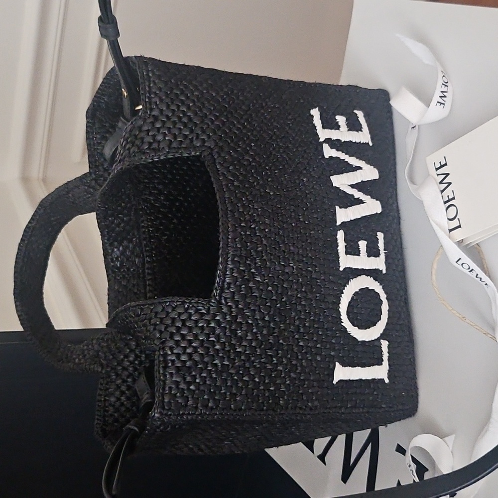 Loewe Black and White Woven Tote Small